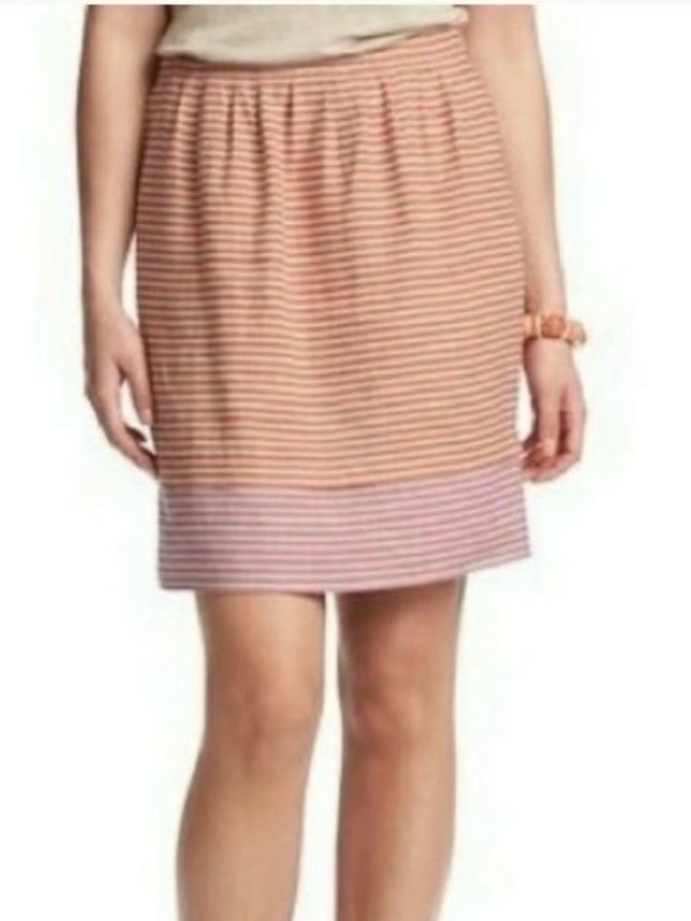 Loft Striped 100% Linen Skirt Size 10